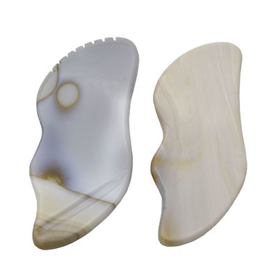 7.5*6.5cm φυσικό γκρίζο άγατο Gua Sha εργαλεία για ξύσιμο μασάζ ιδιοκτησίες μασάζ