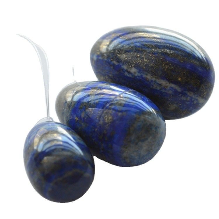 Σετ από 3 Lapis Lazuli πέτρινα αυγά φυσικά αυγά Κέγκελ άσκηση πετράδι jade Yoni αυγά τρυπημένα ή μη τρυπημένα 3 μεγέθη κατασκευασμένα