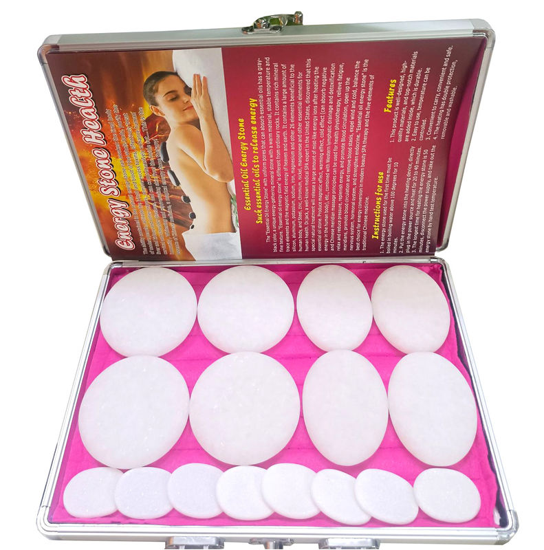 Μουσική λειτουργία 16pcs White Jade Energy Stone Beauty Massage Heater Spa Essential Oil Massage Box Για προσωπική φροντίδα της υγείας