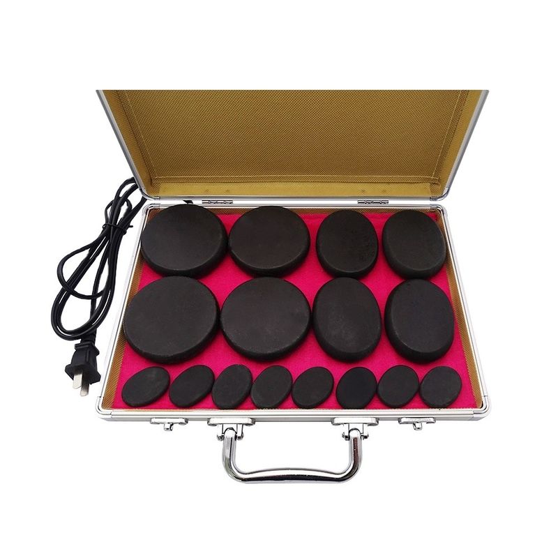 16pcs Sets Spa Hot Stone Massage Set With Heater Kit Βασάλτης Θέρμανση Μασάζ πέτρα σετ μαύρο με αλουμίνιο θέρμανση κουτί