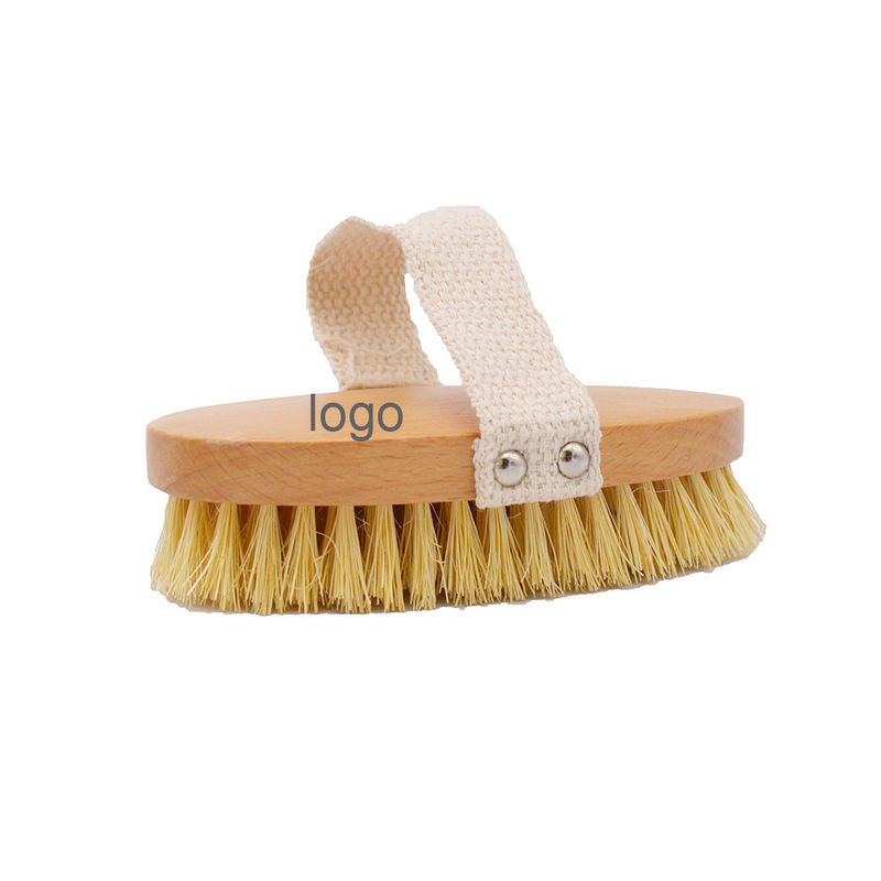 Sisal Bristle ξηρή βούρτσα σώματος για την απολέπιση κυτταρίτιδας και μασάζ ξηρό δέρμα σε χρώμα ξύλου