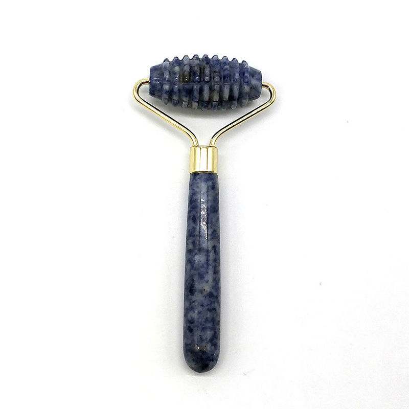 Blue Point Jasper Αθόρυβο μασάζ προσώπου με ρόλο φύσης Jade Roller μασάζ 128 * 58mm λειτουργία πρόσωπο προς τα πάνω μασάζ φύση