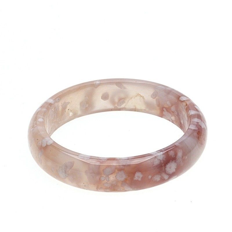 Κοσμήματα Διακόσμηση Φυσικό Sakura Agate Jade βραχιόλι Χαλκιδόνιο Κρυστάλλινο πάγο Μέσα από βραχιόλι Γυναίκες 52-56mm