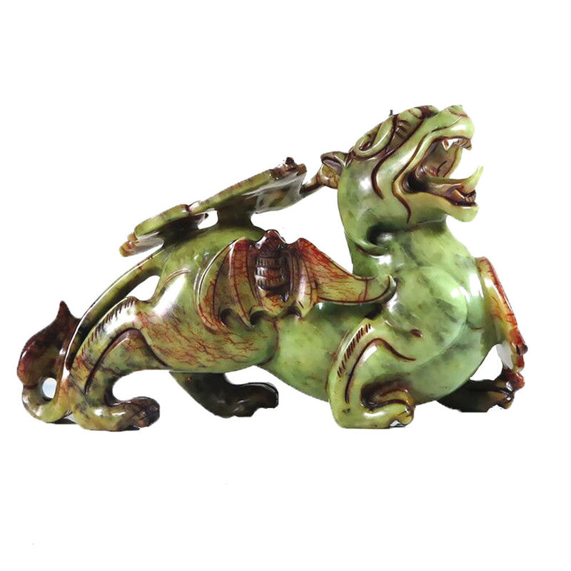 2pcs Pixiu Κινέζικα στολίδια Feng Shui 20cm Jade Bat πράσινο άγαλμα προσαρμοσμένο σχήμα διακόσμηση σπιτιού