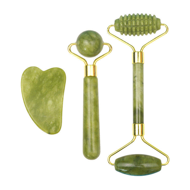2024 Black Jade Roller Gua Sha Set για μασάζ σώματος και 100% φυσική διπλή φροντίδα προσώπου