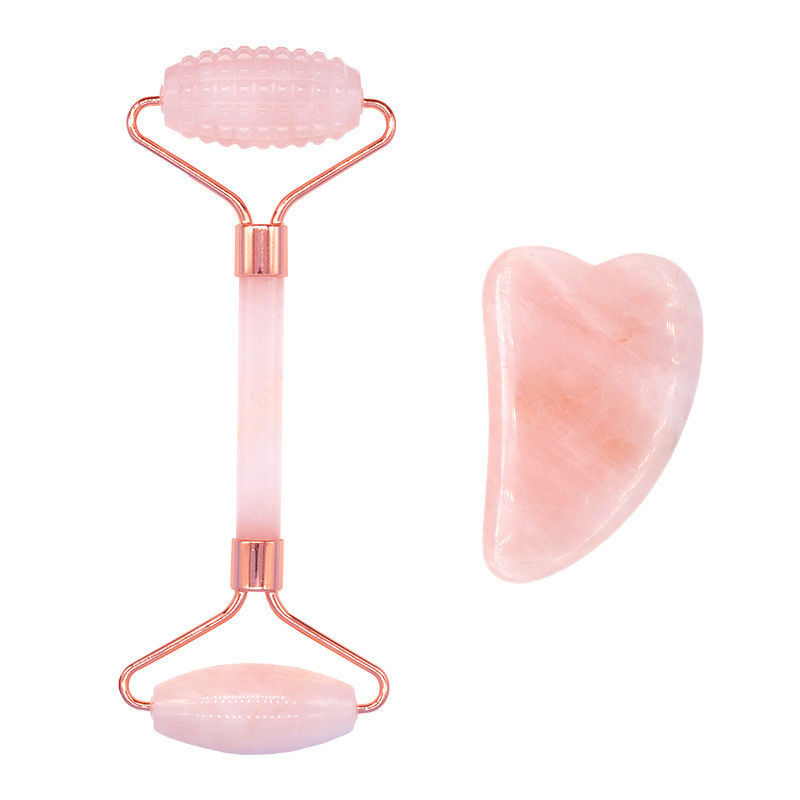 Ροζ Κουάρτζ Gua Sha Face Roller Massage Tool Guasha Stone Body Self Skin Care Spa Αντιγήρανση Ομορφιάς προσώπου Κουτί δώρων σε ροζ