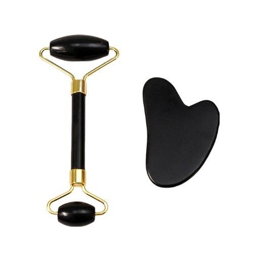 Μασάζ μυών Custom Black Bian Stone Gua Sha Scraping Board Guasha Face Roller Gift Box Set for Spa Skin Care Ρουτίνα
