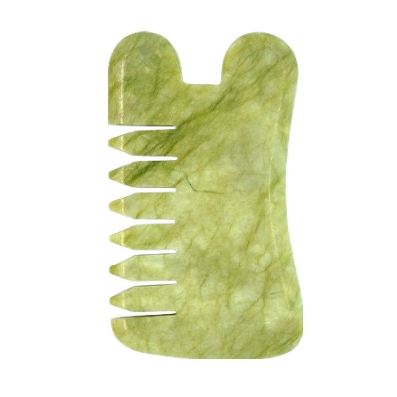 Φυσικό πράσινο Xiuyan Jade Gua Sha Γλυκοδερμική μασάζ Comb Guasha πέτρα κεφάλι μασάζ για τα μαλλιά Υγεία Φροντίδα Σαλόνι ομορφιά εργαλείο