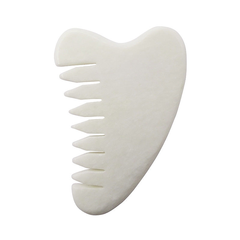 Πλήρης Μασάζ Χώρος Φυσικό Λευκό Xiuyan Jade Comb Gua Sha Εργαλεία Jade Σκαλπί Massager για την ανακούφιση της έντασης της τριχωτής κεφαλής