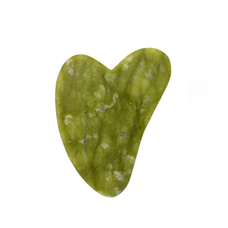 Πράσινο 7.6cm*5.5cm*0.2cm Xiuyan Jade Σχήμα Καρδιάς Πρόσωπο Jade Guasha Μασάζ Ταμπλό Gua Sha Μέσο Μασάζ Για την Υγεία