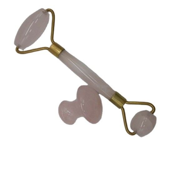 Φυσική φροντίδα Jade Stone Roller Set για το δέρμα του προσώπου μασάζ Gua Sha εργαλείο χαλάρωση αντιγήρανση ρυτίδες-καταπολέμηση ροζ κουάρτς
