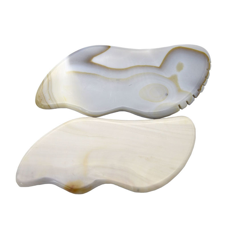 7.5*6.5cm φυσικό γκρίζο άγατο Gua Sha εργαλεία για ξύσιμο μασάζ ιδιοκτησίες μασάζ